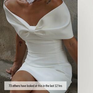 Meshki White Off-Shoulder Bow Mini Dress